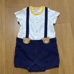 MIKI HOUSE FIRST ロンパース くま サスペンダー風