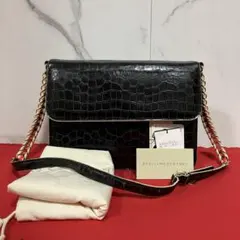 STELLA McCARTNEY クロコ型押し ショルダーバッグ レザー 黒のサムネイル