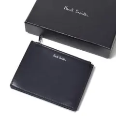 未使用 ポールスミス イタリア製 コイン カード ウォレット ミニ財布 ネイビー