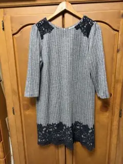 ローズティアラ　　42 ストライプ柄七分袖ワンピース