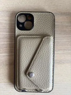 iPhone13/レザー製カードポケット付きハードケース