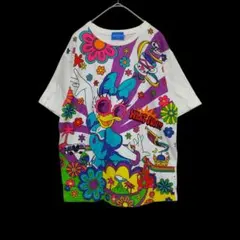 東京ディズニーリゾート デイジーダック 染み込みプリント 総柄 Tシャツ M