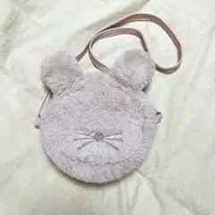 ふわふわうさぎ　ファーショルダーバッグ　くすみピンク