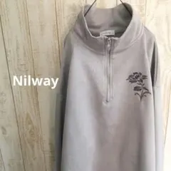 Nilwayスエード ハーフジップ 長袖 薔薇 刺繍 カットソーのサムネイル