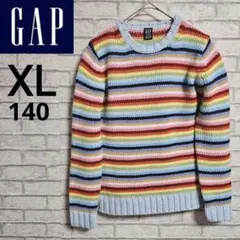 GAP マルチカラー　ボーダーニットセーター　XL