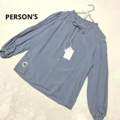 【未使用品】PERSON’S パーソンズ リボン ブラウス 刺繍 ワンポイント