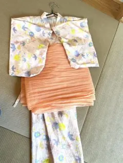 美品！　アプレレクール　とり柄セパレート浴衣　120cm ピンク