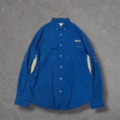 【人気】コロンビア PFG フィッシングシャツ ブルー M テック系 古