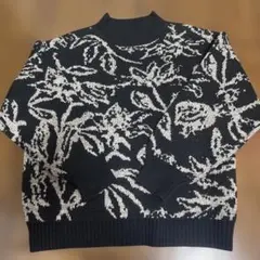 花柄デザイン 長袖ニットセーター Lサイズ