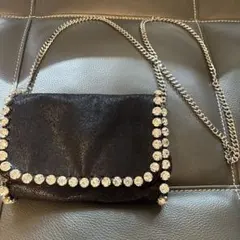 値下げ　ステラマッカートニー　ファラベラ　クラッチ　ビジュー　黒