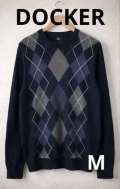 美品✨️DOCKERS アーガイル柄 M ネイビー ヴィンテージ ニット ゴルフ