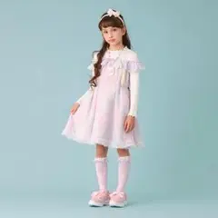 mezzo piano】ユニコーン総柄シフォン切り替えワンピース　140
