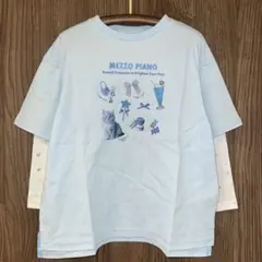 新品　メゾピアノ　モチーフ　袖2wayTシャツ　サックス　120cm