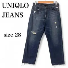 【ユニクロジーンズ】 パンツ ジーンズ デニム ダメージ加工 ストレート
