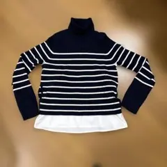 Mila Owenストライプタートルネックニット