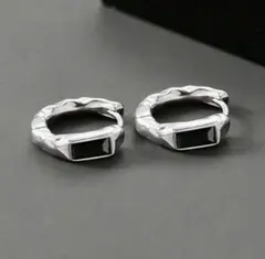 フープピアス　シルバーブラック　メンズ　レディース