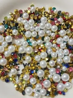 多色パールとストーンデコレーションパーツ 14g