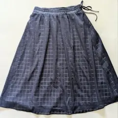 美品【Reflect】リフレクト 格子柄レースロングフレアスカート 9M 総ゴム