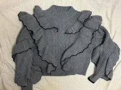 LILY BROWN フリル付き長袖ニット グレー