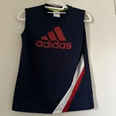 adidas ノースリーブシャツ ネイビー/レッド 150