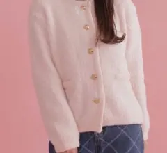 MAISON MARBLE メゾンマーブル　フェザーニットカーディガン　ピンク