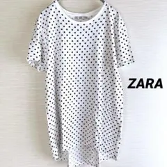 ZARA【S】半袖ドット柄Tシャツトップス　ホワイトのサムネイル