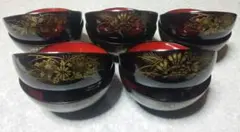 漆器 汁椀 10客セット 草花模様のサムネイル