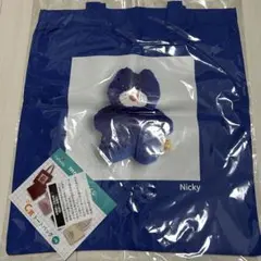 mojojojo くじ　ドキドキくじ　C賞　トートバッグ　Nicky ねこ　青