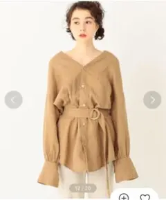 スタンドカラーシャツ ベージュのサムネイル