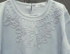 綿サマーニット　Atelier ミント（ 刺繍）水色系のサムネイル