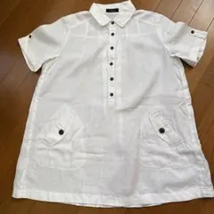 レリアン　リネン100% チュニックブラウス　11 ホワイト　半袖　Aライン　麻