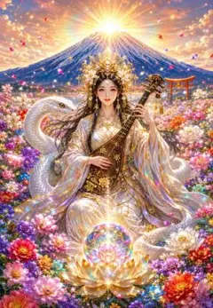 弁天様 弁財天 七福神 白蛇様 ダイヤモンド富士山 縁起物 運気上昇 E110