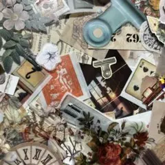 フレークシール 70枚♡アンティーク　No.91 素材　コラージュ