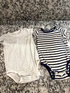 ファミリア　familiar ストライプ 半袖ロンパース 2枚セット　70