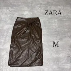ZARA フェイクレザー ラップ風 ロング タイト スカートのサムネイル