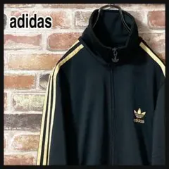 《人気》adidas アディダス　トラックジャケット　刺繍ロゴ　ブラック　XS