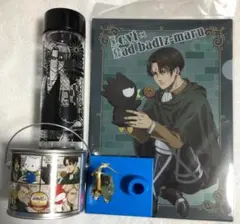 進撃の巨人・リヴァイ：サンリオキャラクターズ2・極楽湯ボトル・フィギュアセット