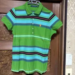 Ralph Lauren 半袖ポロシャツ 緑/青ストライプ