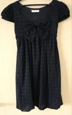 [L'est Rose Paris美品] 前リボン付きドレス ブラック