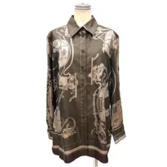 幻】セリーヌ フィービー期 アイラッシュプリント シルクブラウス 36