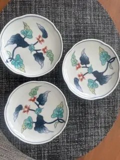 有田焼　峯山作　3セット　花柄 陶磁器皿　小皿