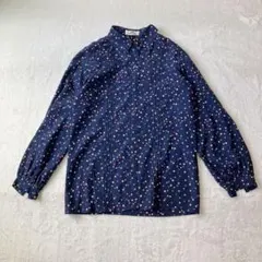 ジェーンモア レトロポップ ドット柄 ピンタックブラウス ネイビー 7号　長袖のサムネイル
