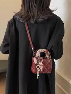 SHEIN キルティングショルダーバッグ レッド