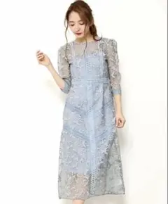 ほぼ未使用◇フレイアイディー オーガンジーレースワンピース ロング