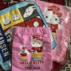 ハローキティ ピザーラ ハンドタオル とポーチセット