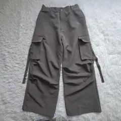 LILL　リル　ワイドスラックスカーゴパンツ　ドレープ　Ｌ　グレー　ストレッチ