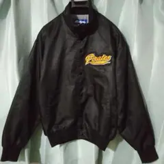 激レア春秋冬物ミズノPiratesナイロンスタジャン中肉Ｌ黒×オレンジ×白