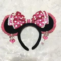 ディズニー　ミニー 　イヤリング　レース　カチューシャ　ピンク　ピアス　ハート