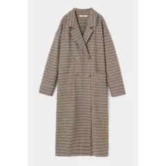 moussy チェックロングコート