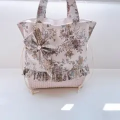 【数量限定】リバティ×ヌビ　縮小 セリーヌリボンチャーム付き巾着バッグ